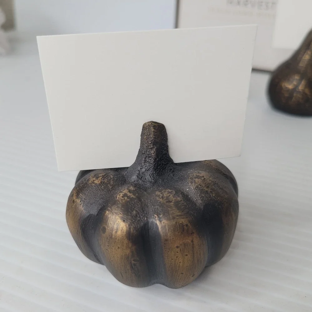 Williams Sonoma Harvest Gourd Pumpkin 4 Place Card Holders New Old Stock‎ RARE